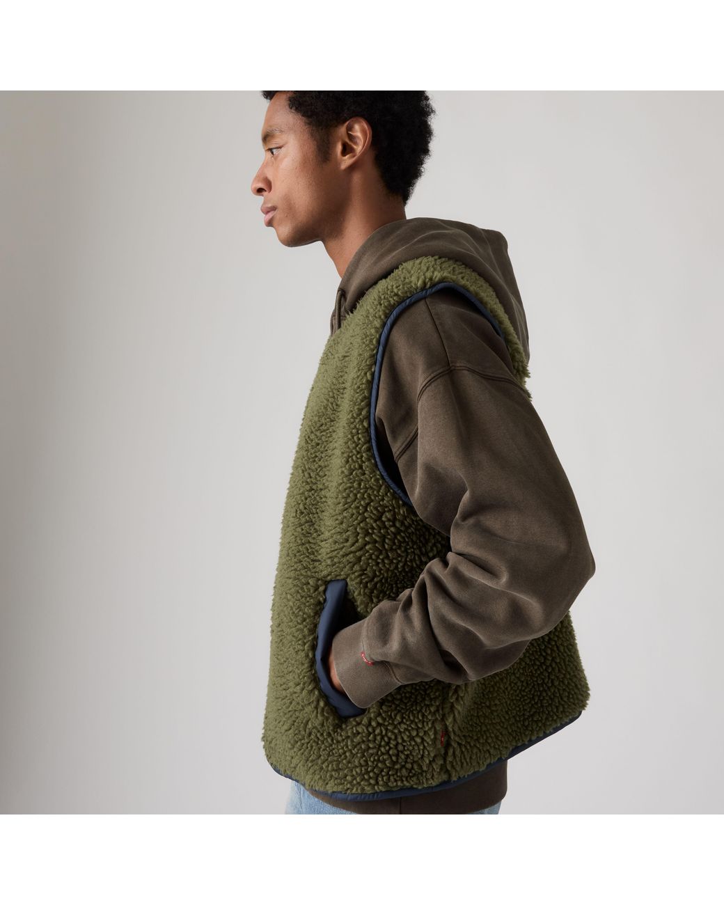 Levi's Green Seacliff Sherpa Vest for men