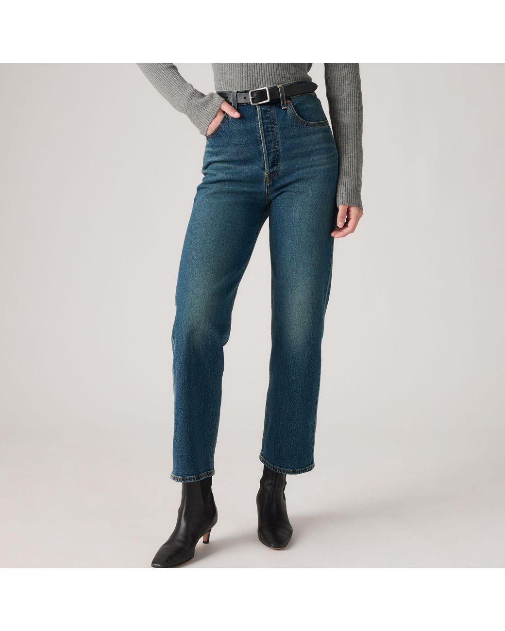 Levi's Blue Ribcage Straight Ankle Lightweight Jeans