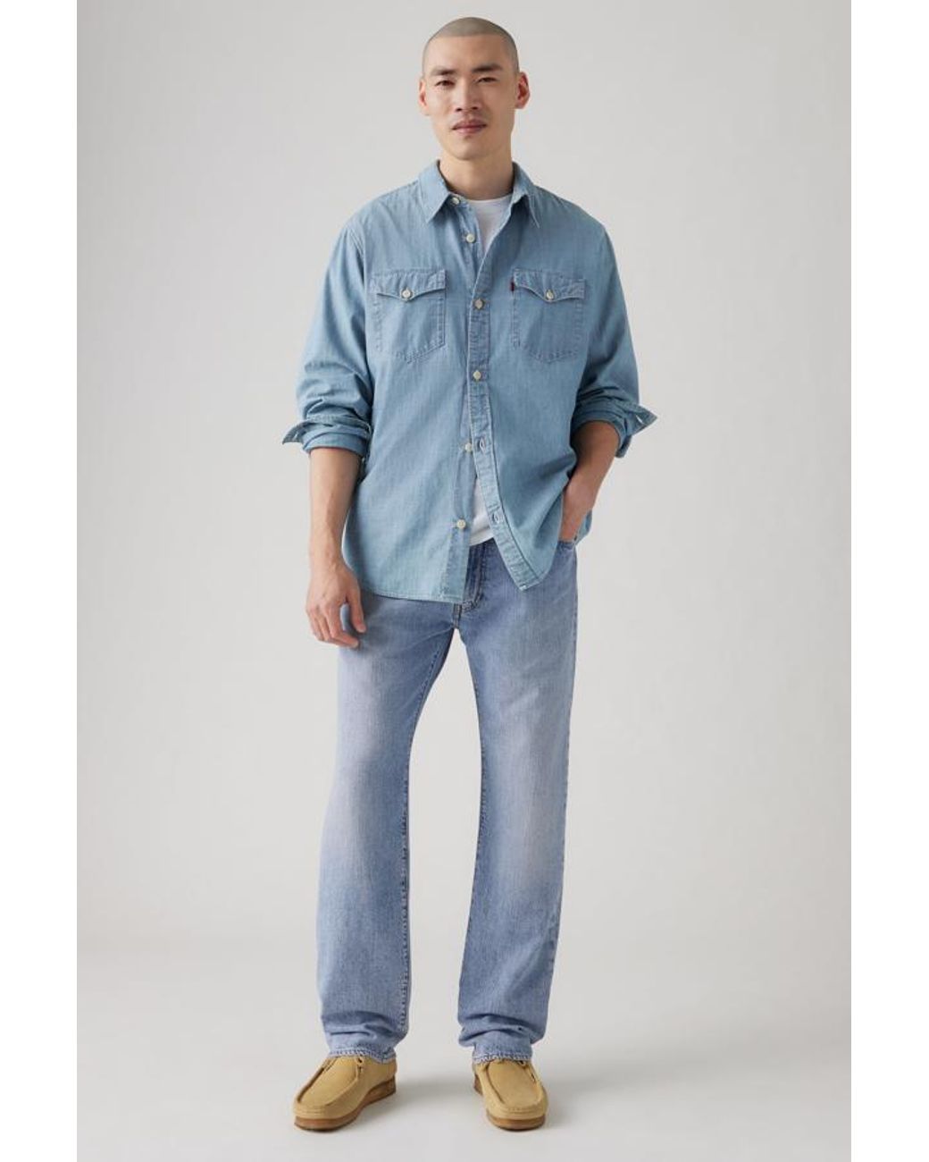 Levi's Blue 555 Relaxed Straight Lightweight Linen+ Denim Jeans for men