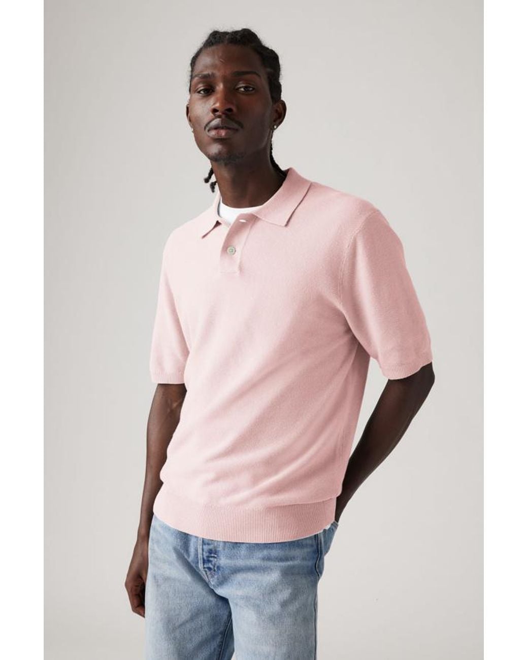 Levi's Pink Sweater Knit Cotton Linen Polo for men