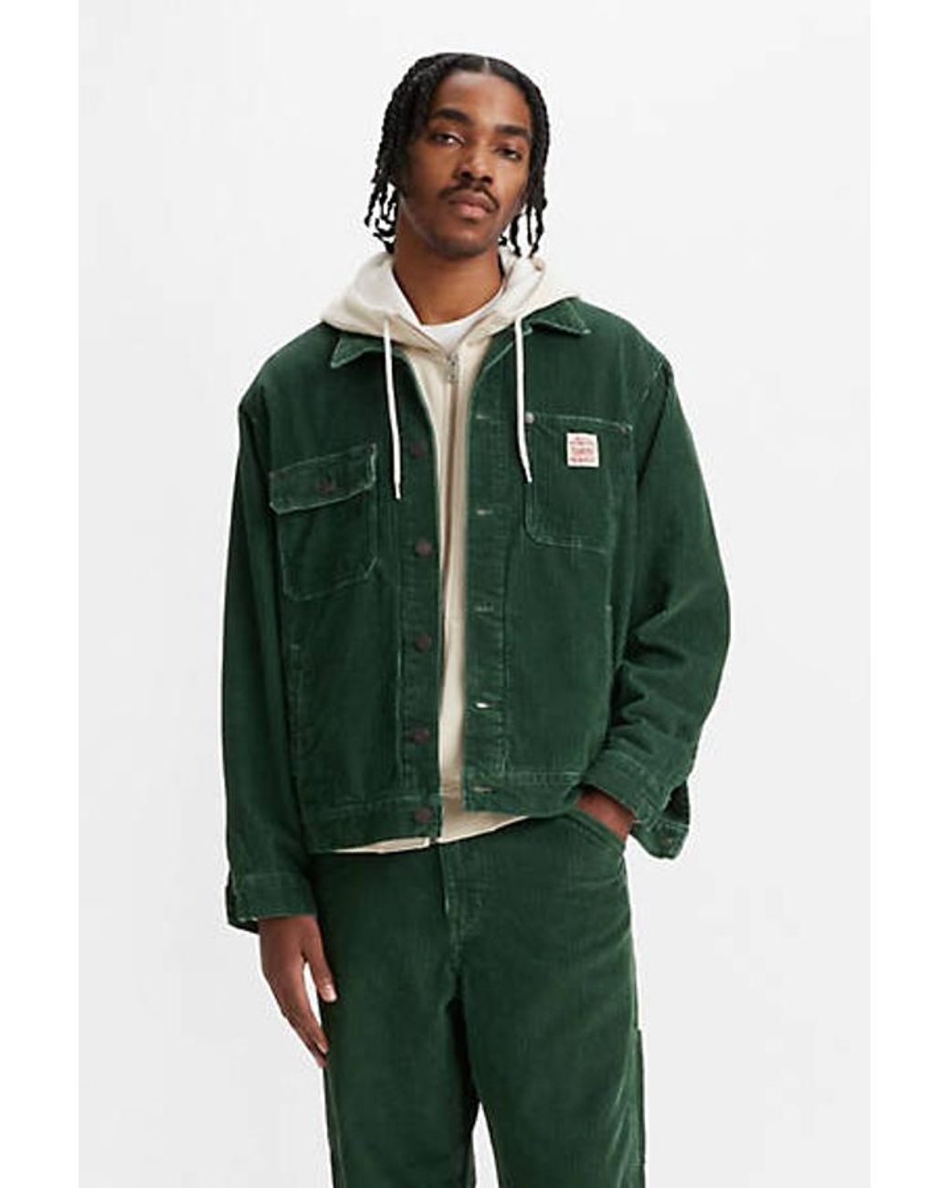 Green Corduroy Levis Sherpa Cord Trucker Jacket Levi's Corduroy