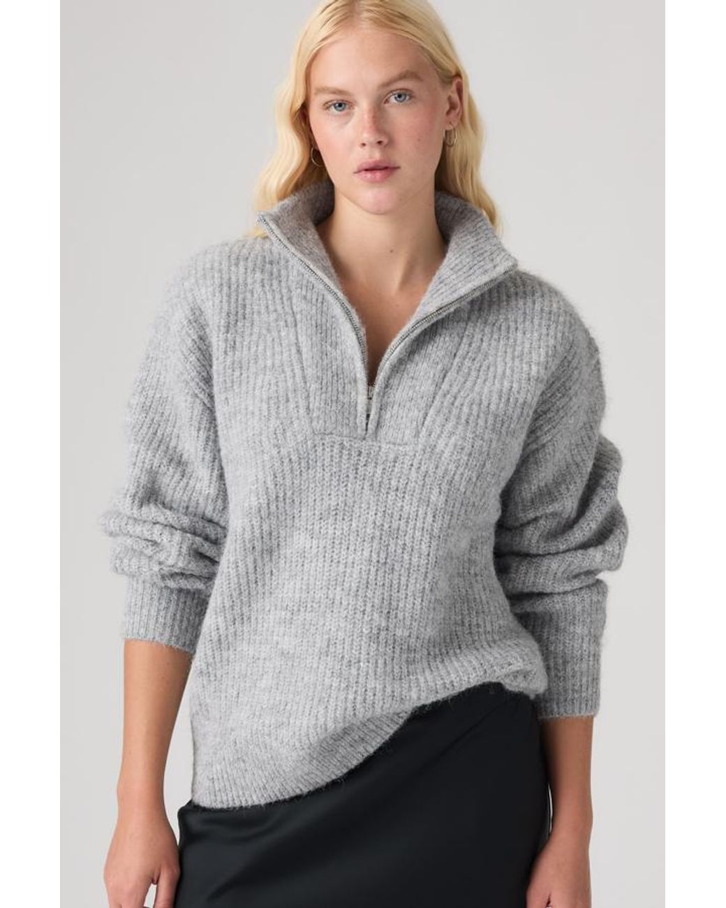 Levi's Gray Ava Quarter Zip Sweater