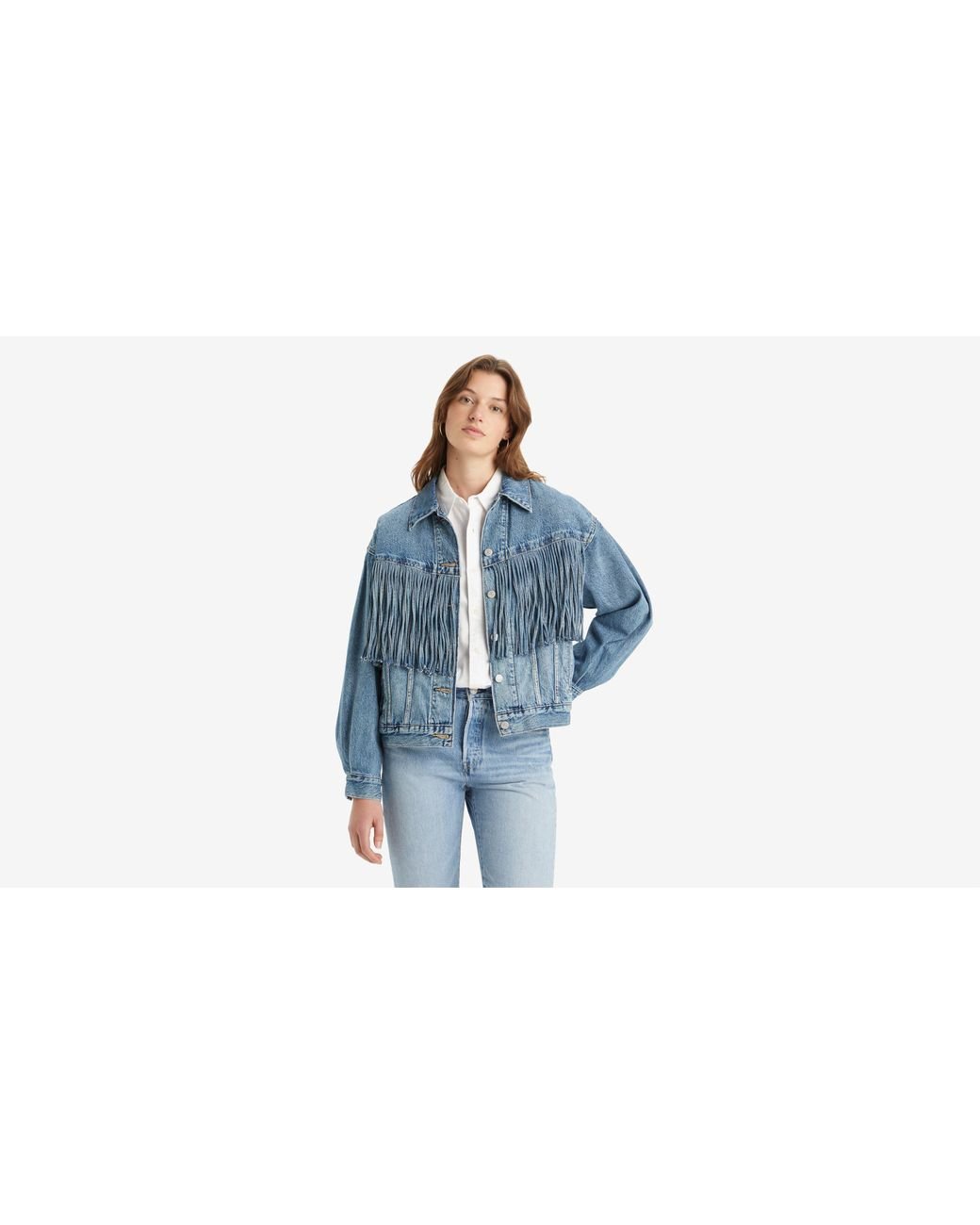 Levis fringe store trucker jacket