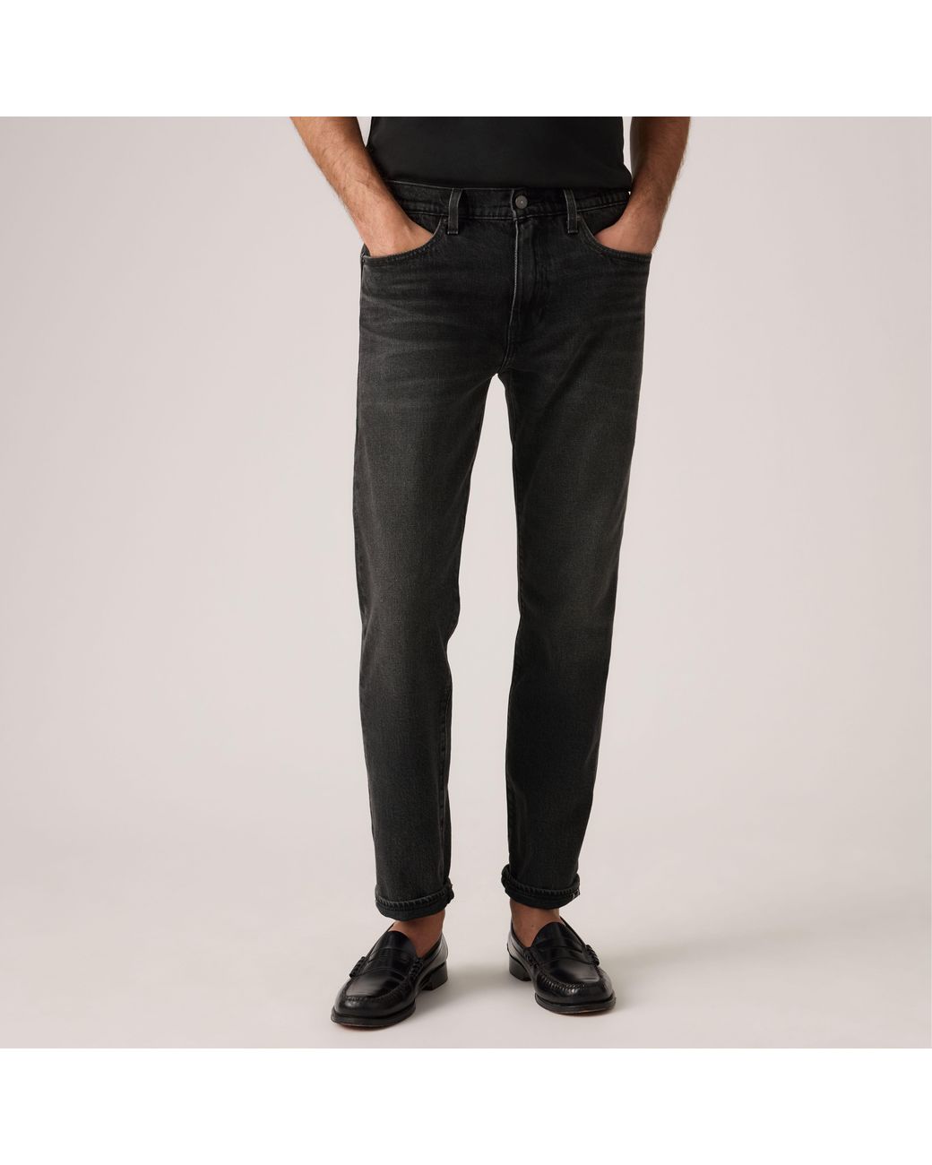 Levi's Black 502 Taper Selvedge Jeans for men