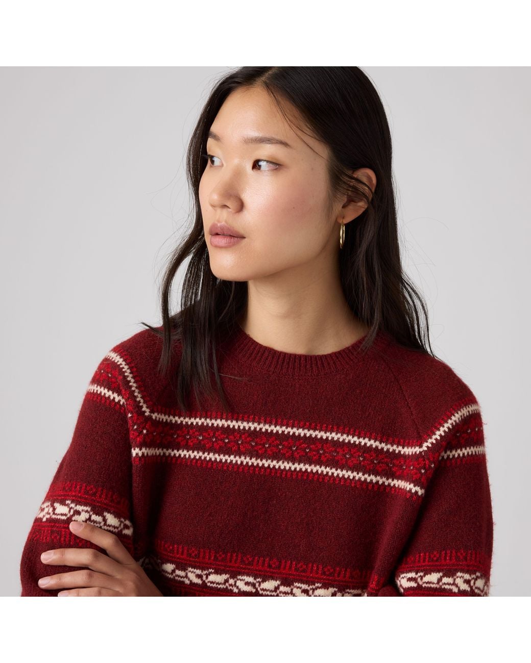 Levi's Red Jolie Fairisle Crewneck Sweater
