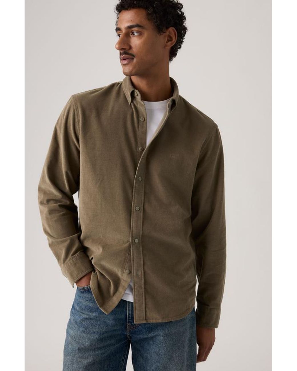 Levi's Green Authentic Button Up Corduroy Shirt for men