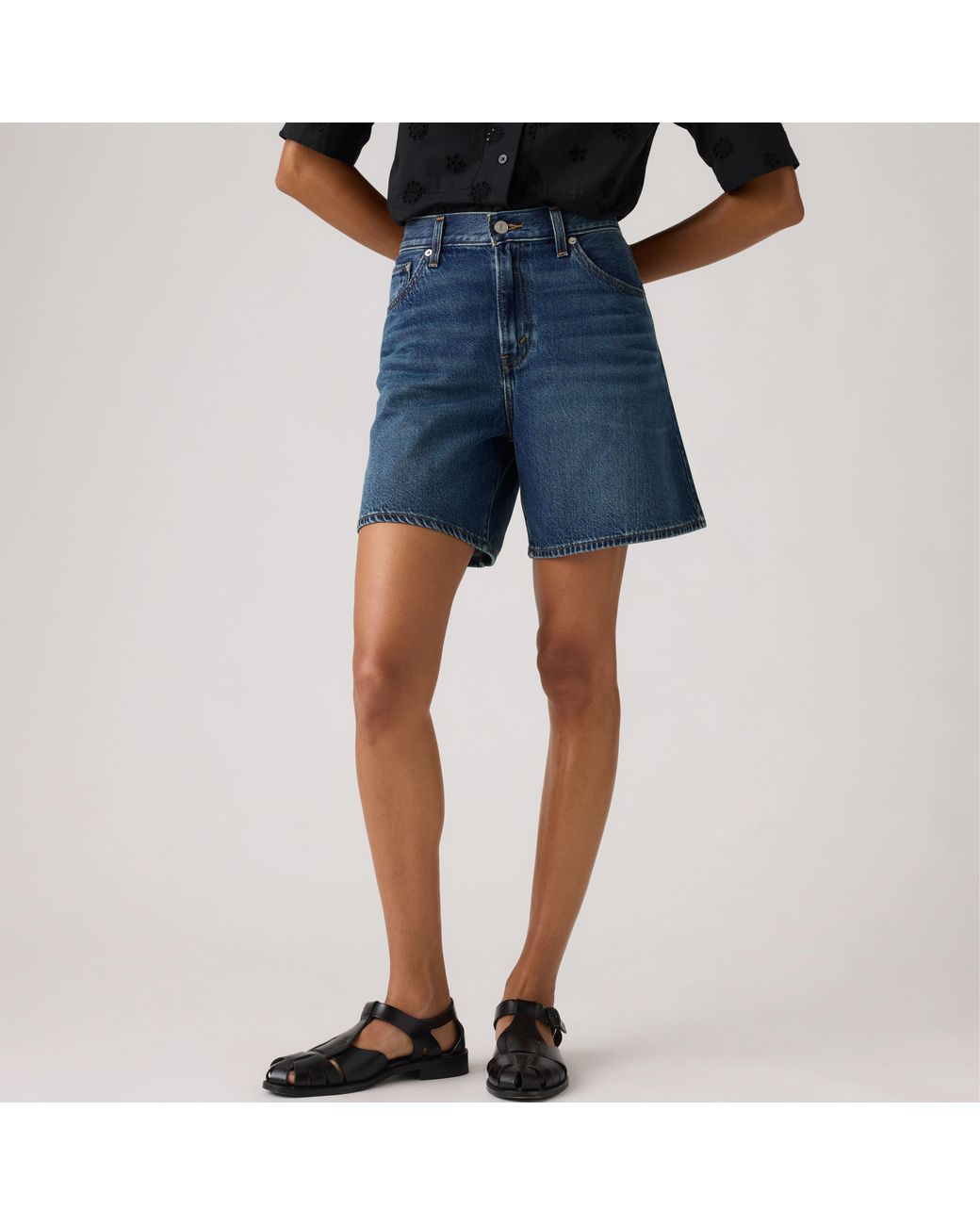 Levi's Blue High Rise Baggy Lightweight Shorts
