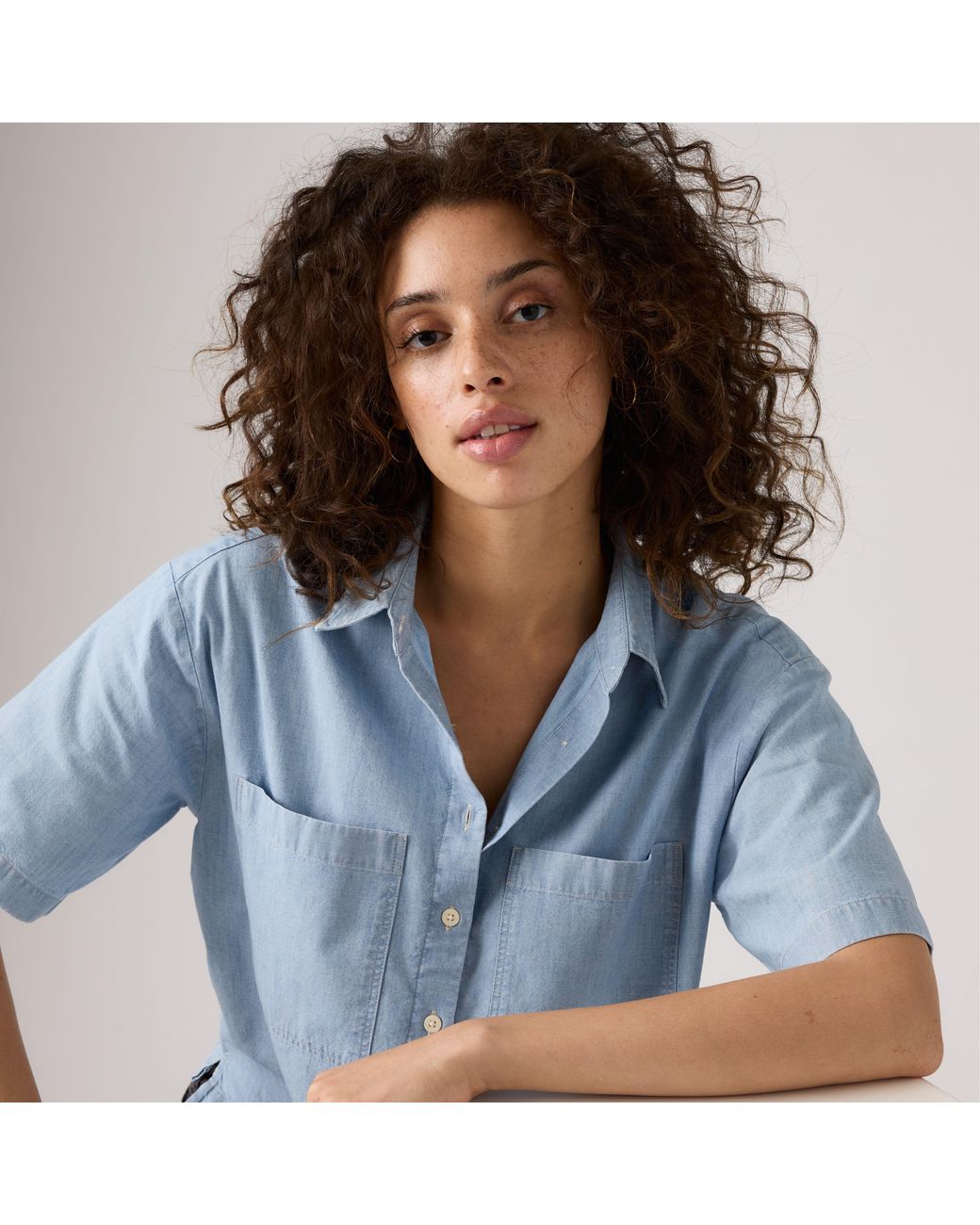 Levi's Blue Harlie Short Sleeve Cropped Shirt