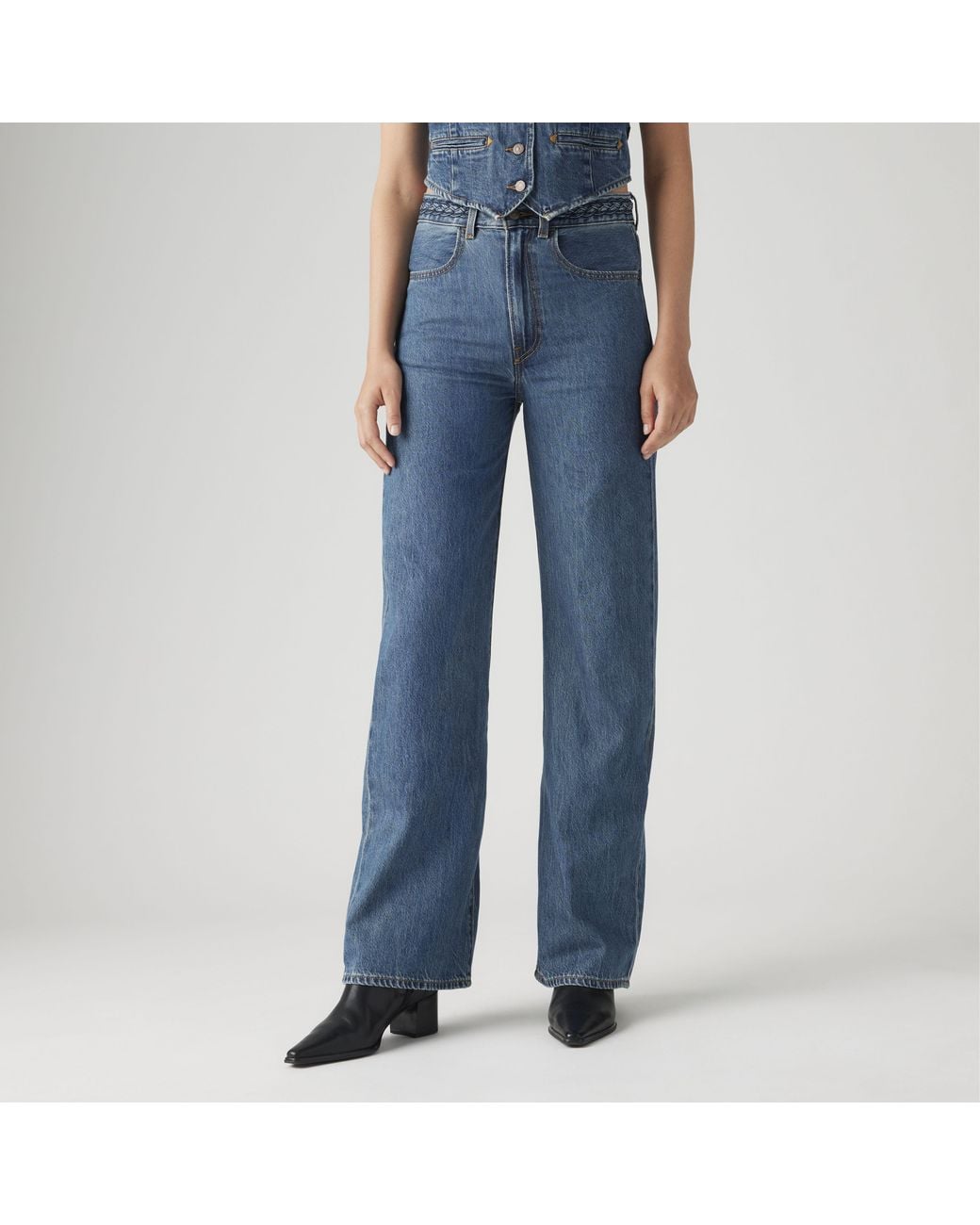 Levi's Blue Ribcage Wide Leg Braided Lightweight Jeans