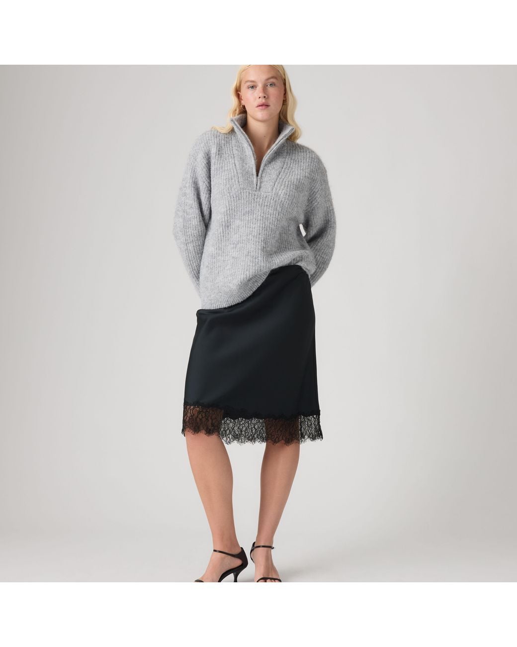 Levi's Gray Ava Quarter Zip Sweater
