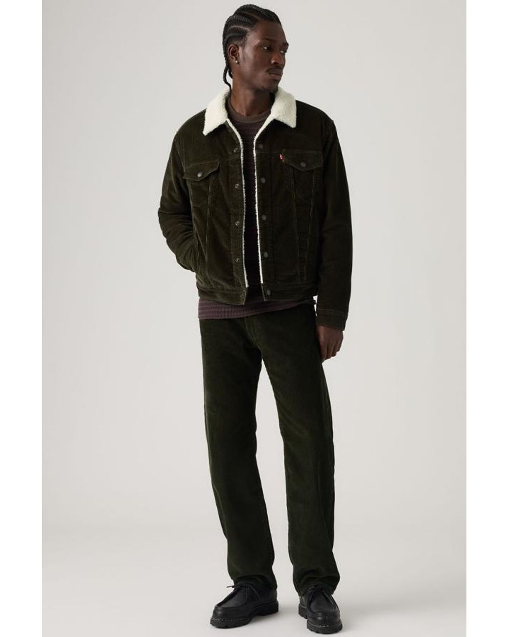 Levi's Black 555 Relaxed Straight Corduroy Pants for men