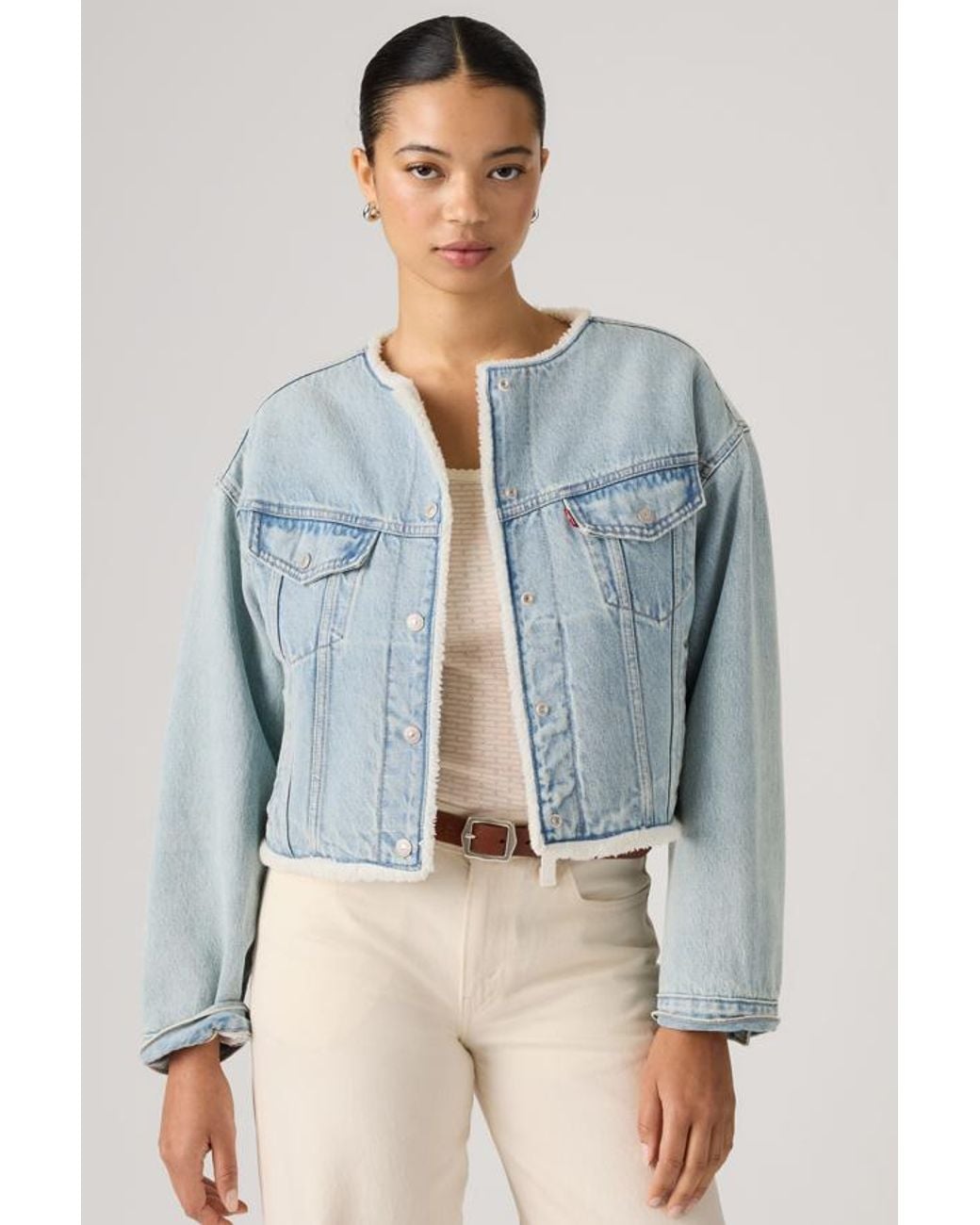 Levi's Blue Collarless Shrunken '90S Sherpa Trucker Jacket