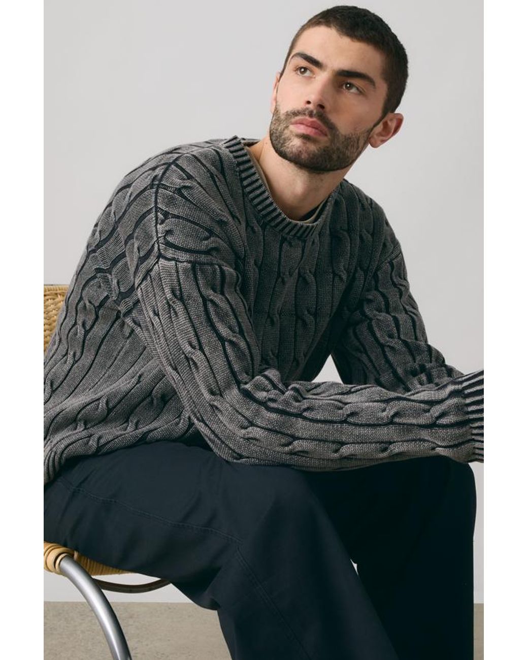Levi's Gray Carmel Cable Crewneck Sweater for men