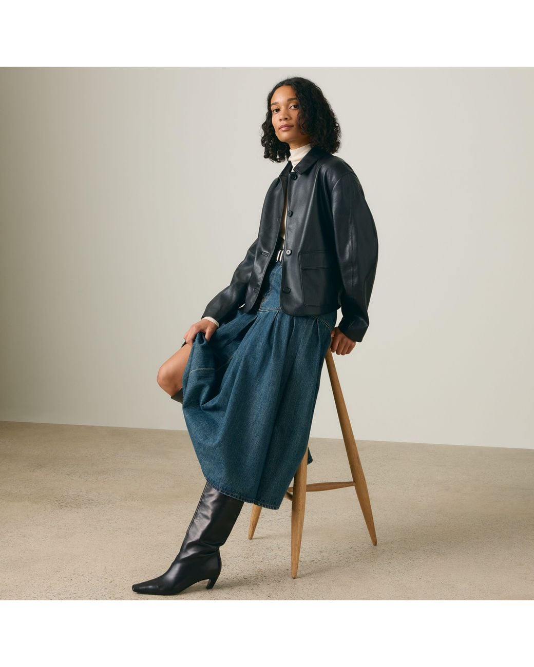 Levi's Blue Yoked Pleated Skirt