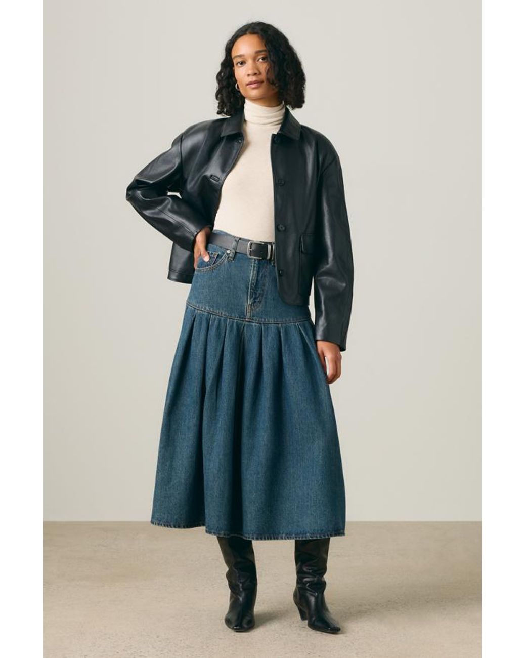 Levi's Blue Yoked Pleated Skirt