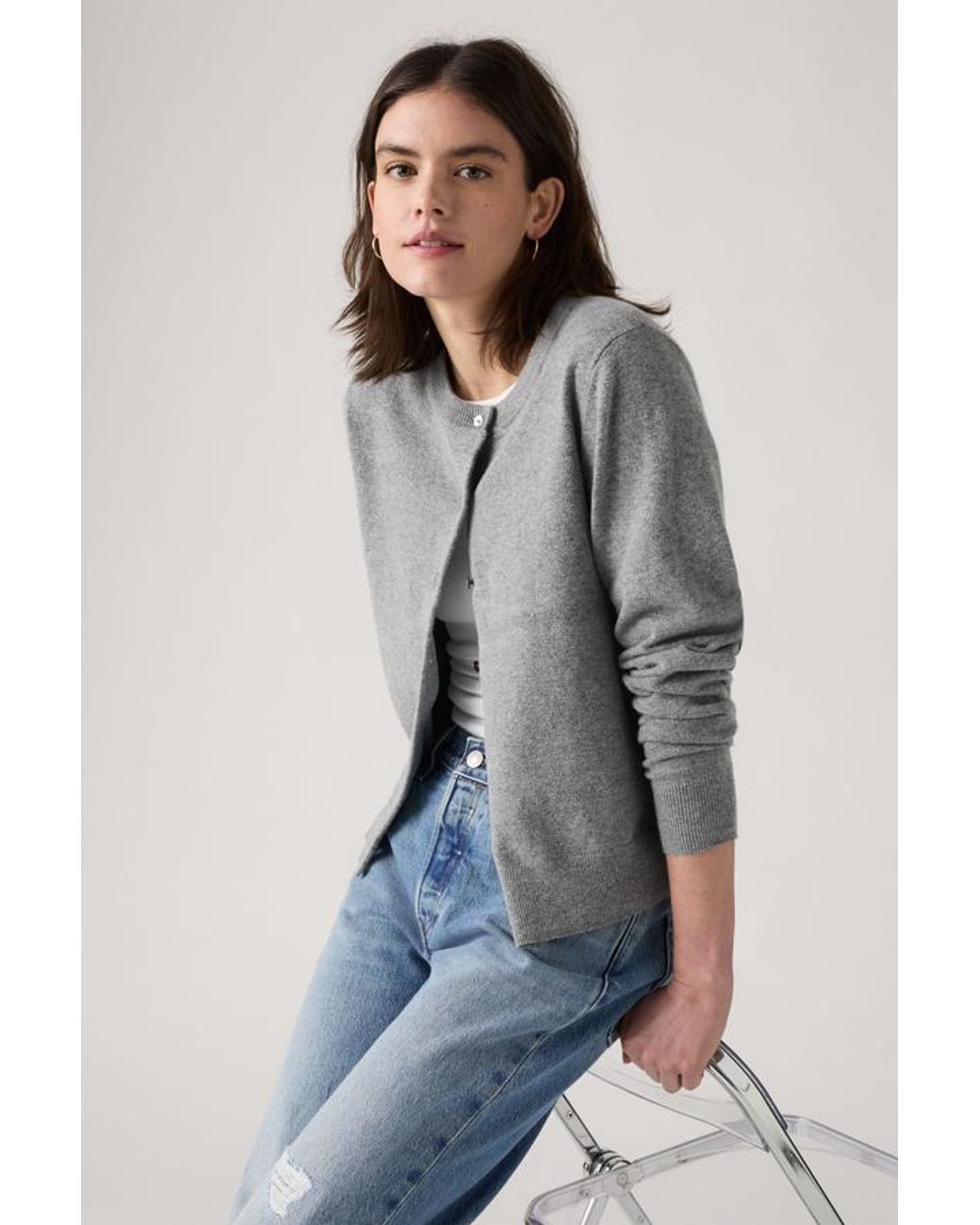 Levi's Gray Supersoft Crewneck Cardigan