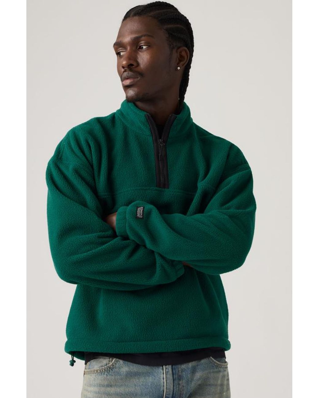 Levi's Green Redwood Half Zip Sweatershirt for men