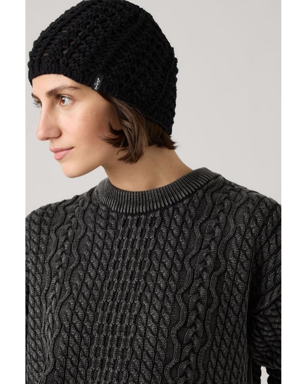 Levi's Black Chloe Crochet Beanie