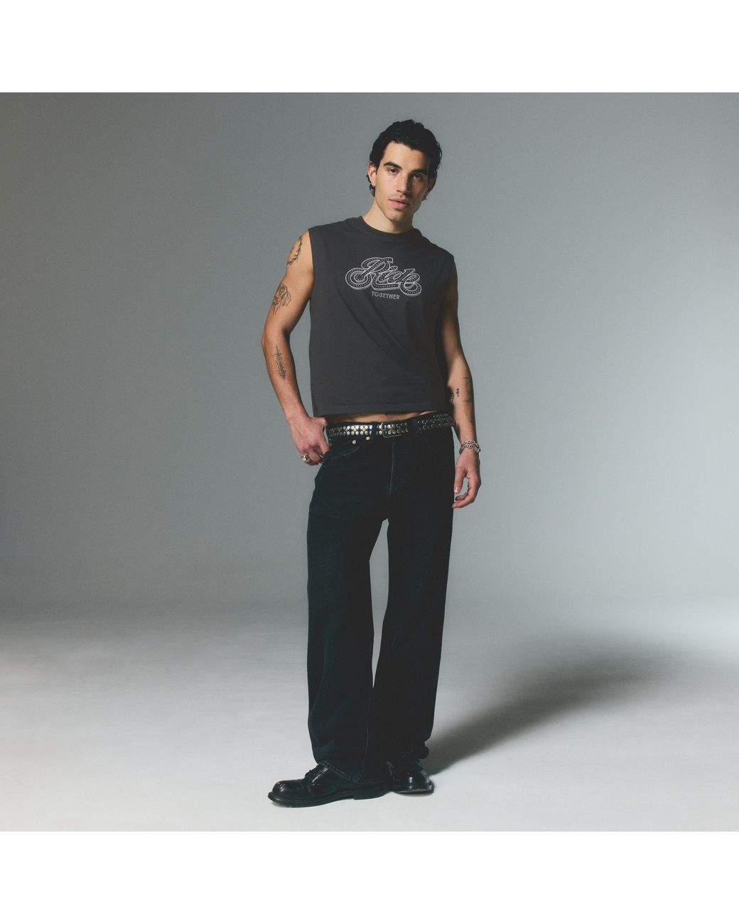 Levi's Gray Cropped Muscle Tank for men