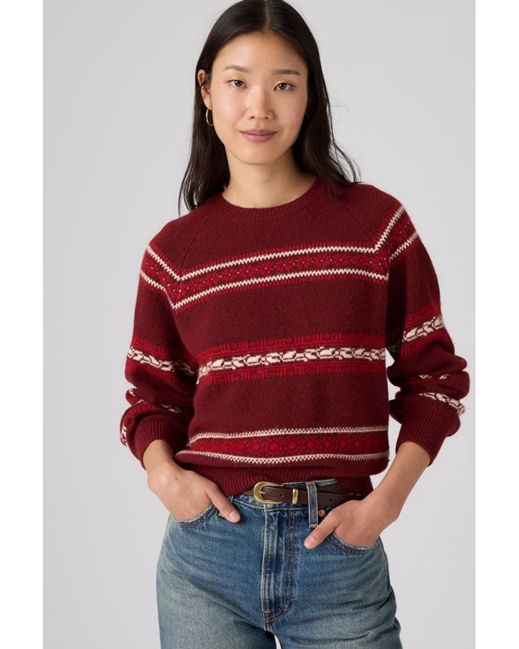 Levi's Red Jolie Fairisle Crewneck Sweater