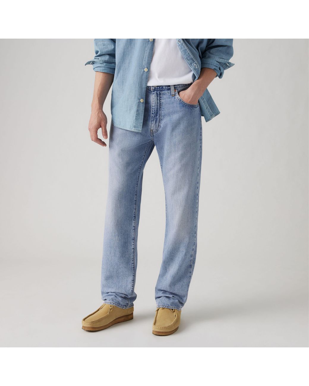 Levi's Blue 555 Relaxed Straight Lightweight Linen+ Denim Jeans for men