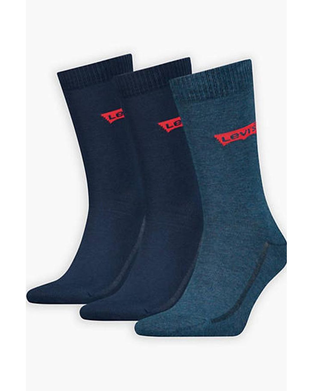 Levi's Black Regular Cut Batwing Logo Recycled Cotton Socks 3 Pack for men