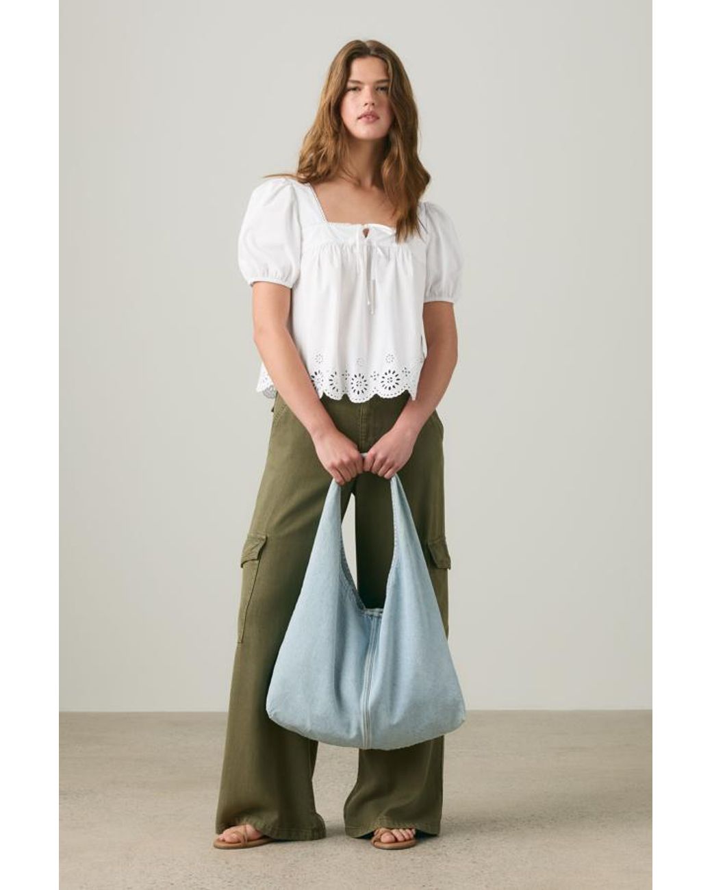 Levi's White Darling Short Sleeve Cutwork Blouse