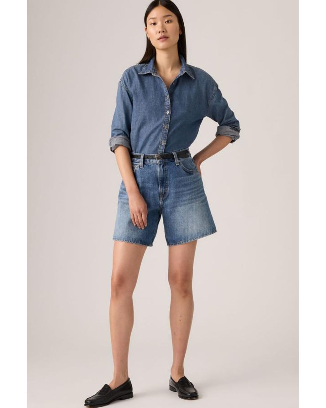 Levi's Blue High Rise Baggy Shorts