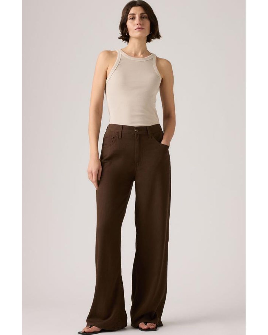 Levi's Brown Cinch Wide Leg Linen Trousers