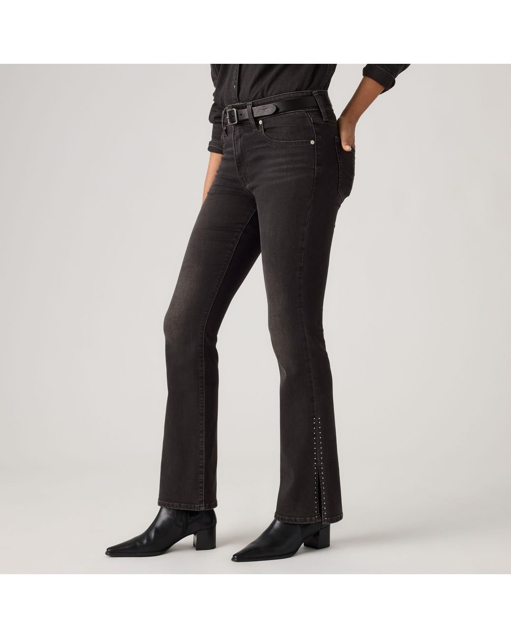 Levi's Blue 725 Bootcut Studded Slit Hem Jeans