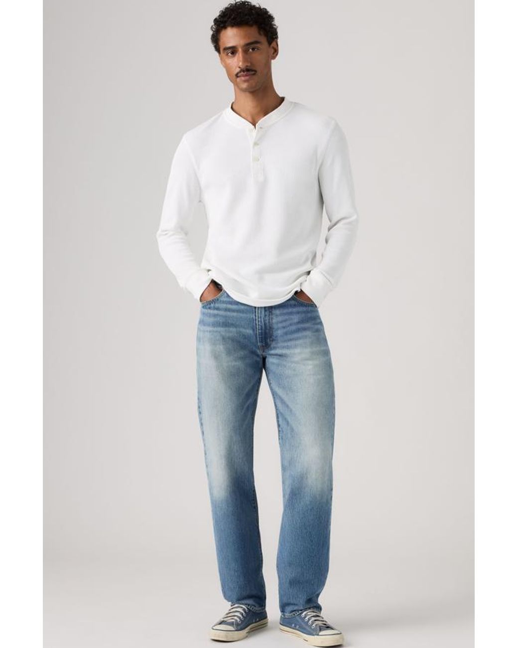 Levi's Blue 555 Relaxed Straight Jeans for men