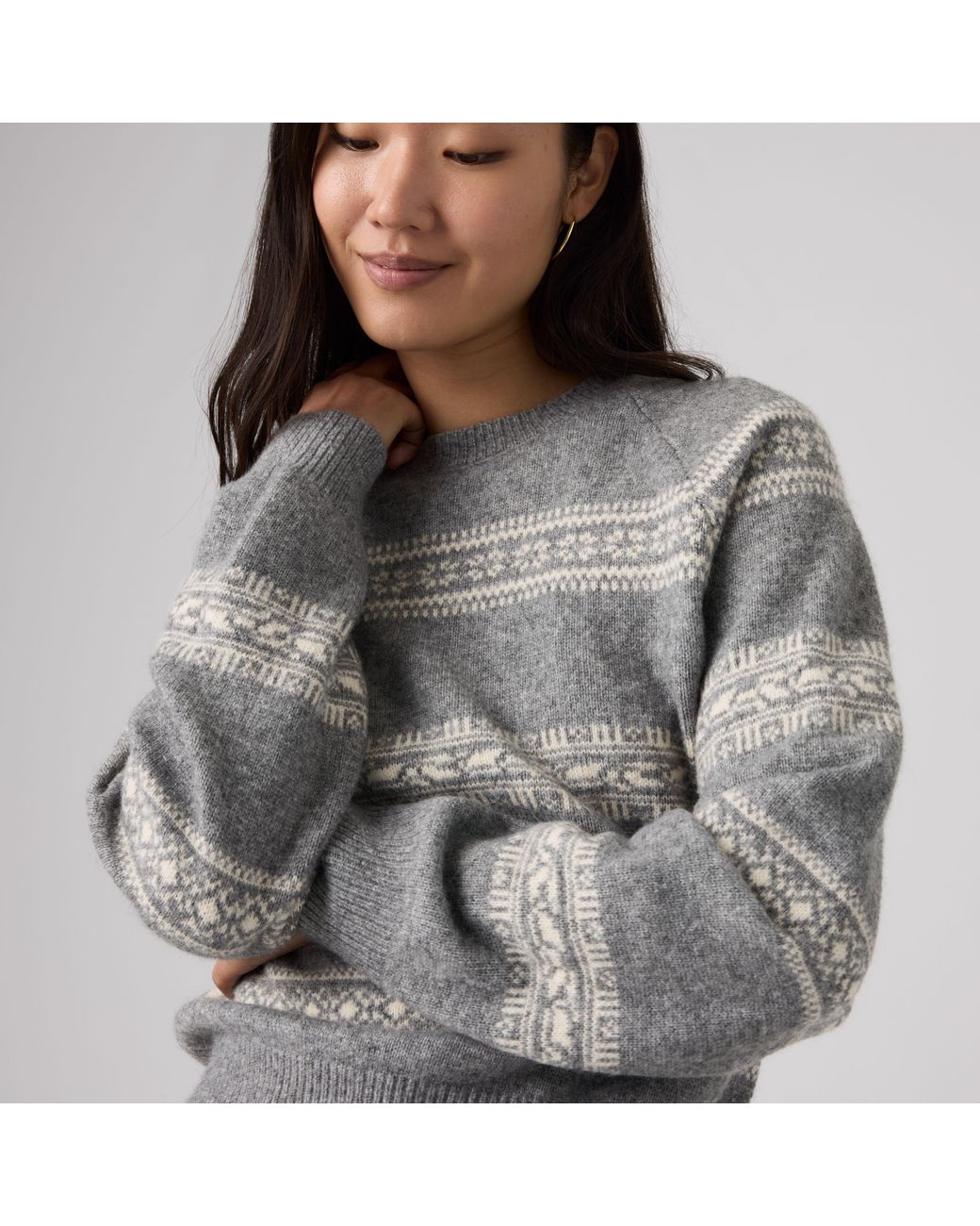Levi's Gray Jolie Fairisle Crewneck Sweater