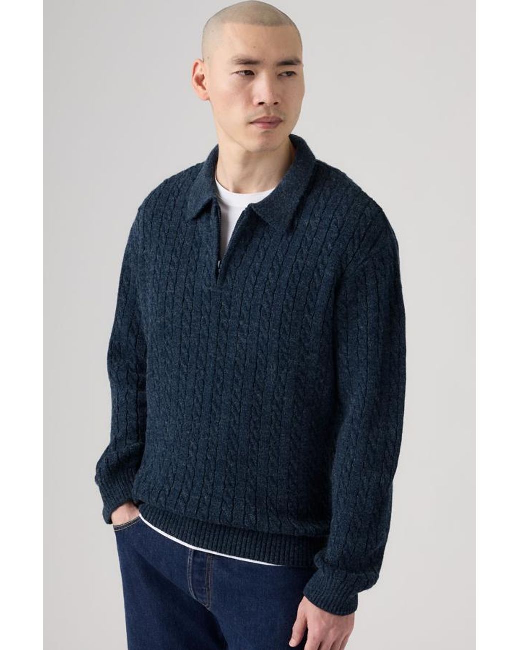 Levi's Blue Mason Collared Quarter Zip for men