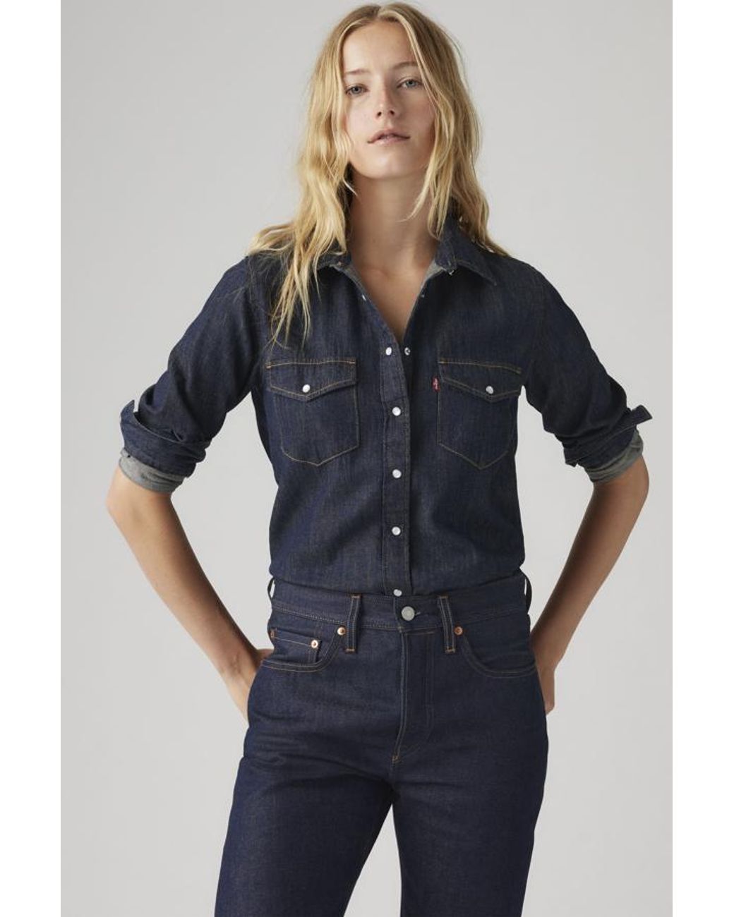 Levi's Blue Iconic Western Linen+ Denim Shirt