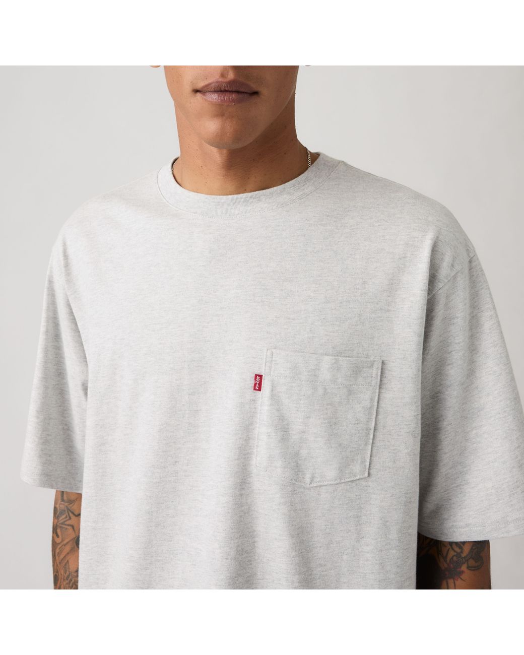 Levi's Gray Half Sleeve Pocket Tee for men