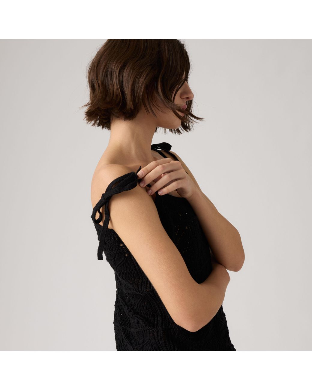 Levi's Black Abbey Tie Shoulder Sweater Tank Top