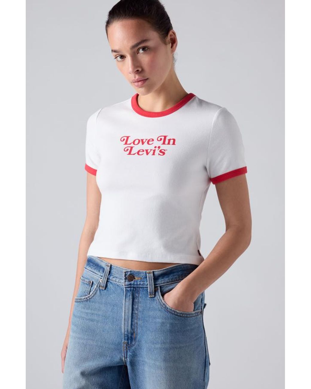 Graphic Hayes Cropped Tee Levi's de color White