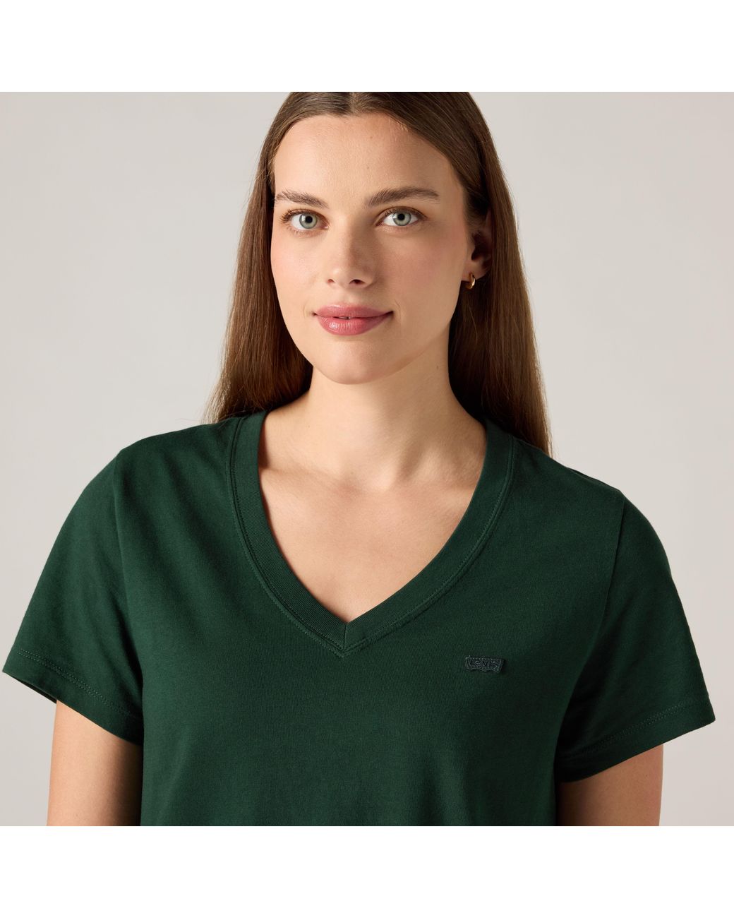 Levi's Green Favorite Cotton V Neck Tee