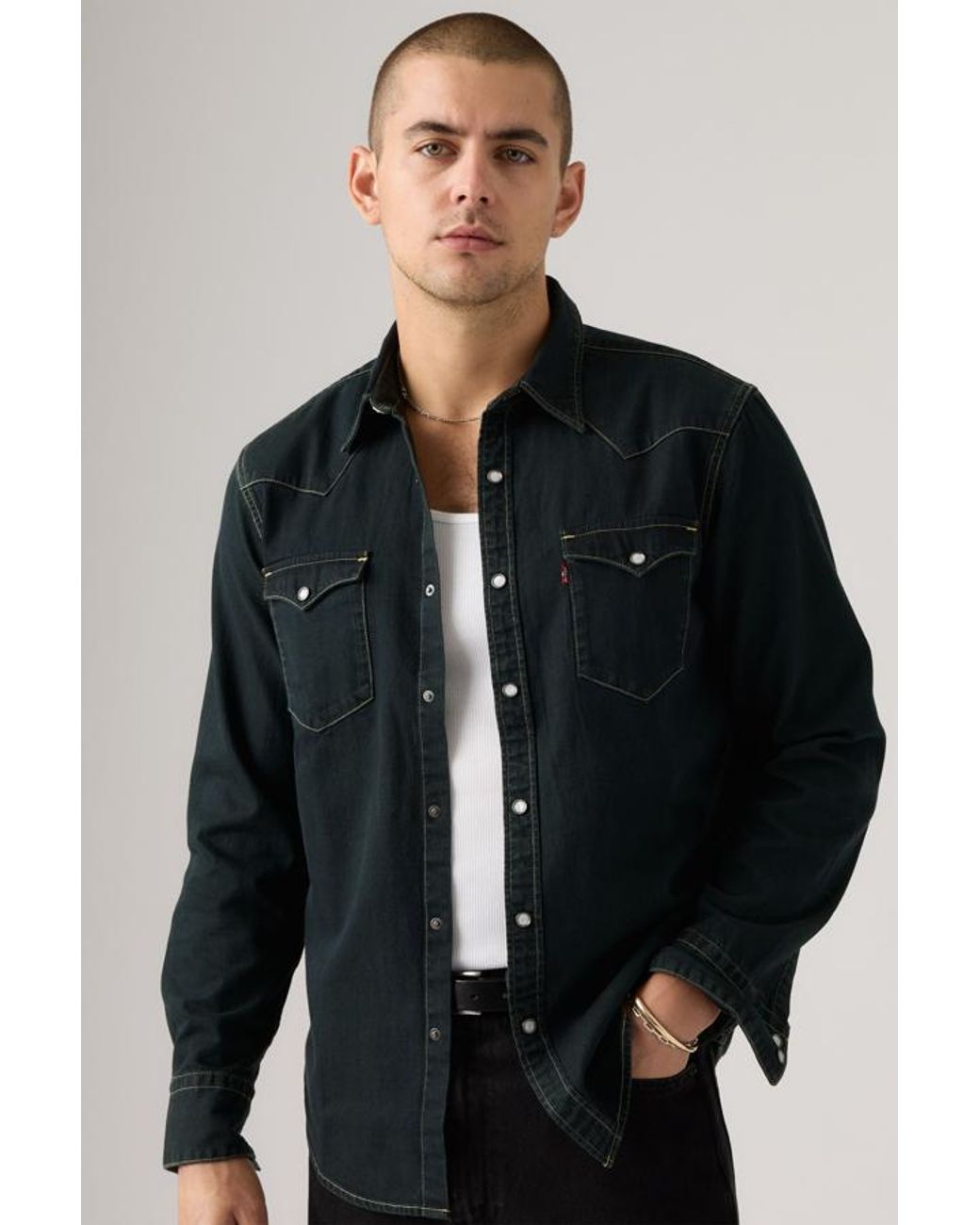 Levi's Black Barstow Western Standard Fit Shirt for men