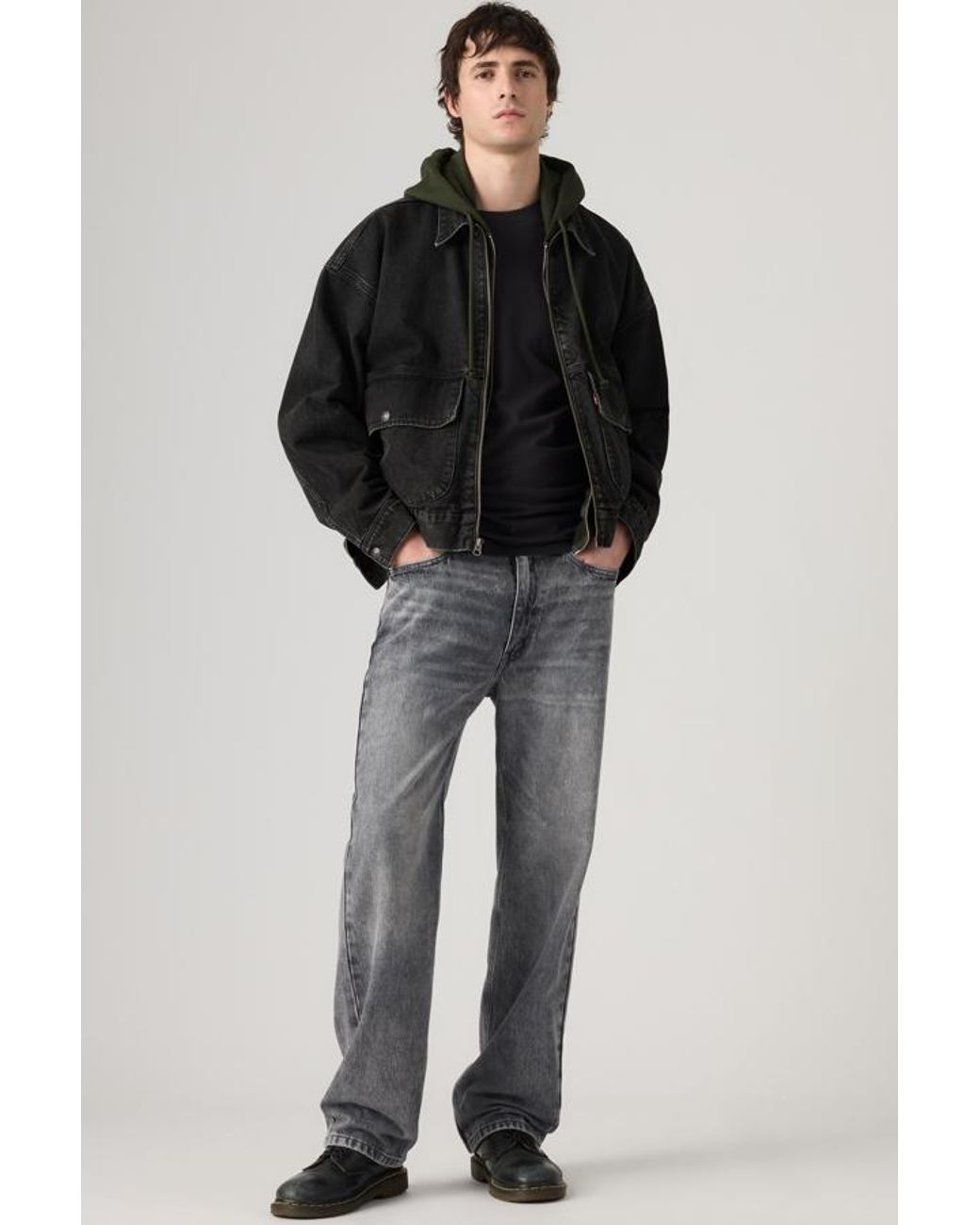 Levi's Black 565 Loose Straight Jeans for men