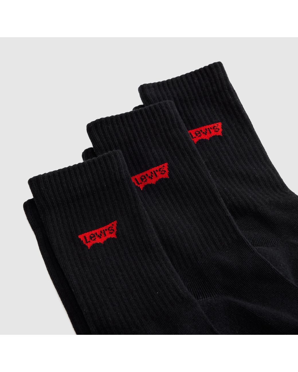 Levi's Black Regular Cut Batwing Logo Recycled Cotton Socks 3 Pack for men