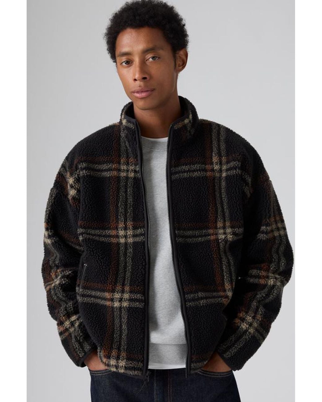 Levi's Black Nolan Sherpa Full Zip Sweater for men