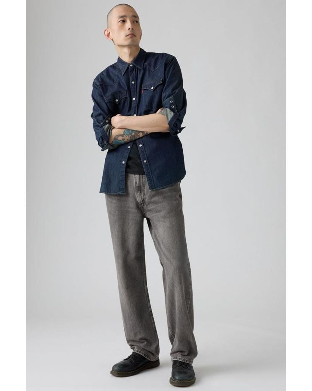 Levi's Black 565 Loose Straight Jeans for men
