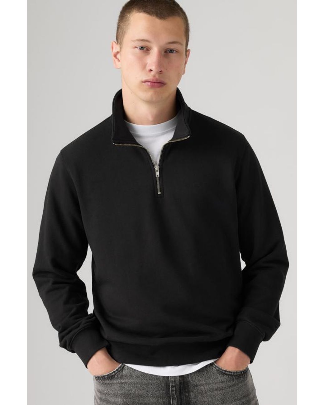 Levi's Black Original Housemark Quarter Zip Pullover for men