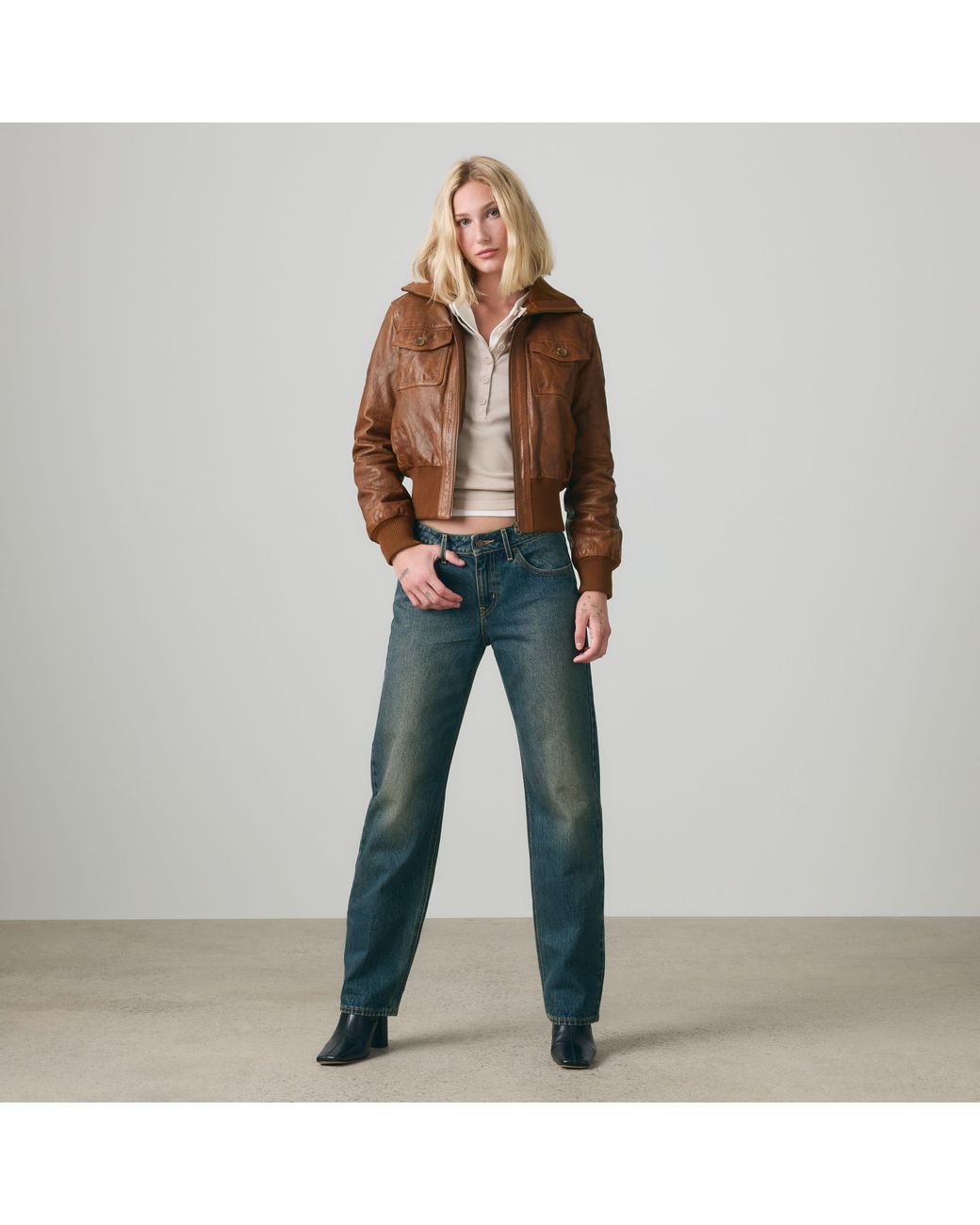 Jean Low Straight Levi's en coloris Blue