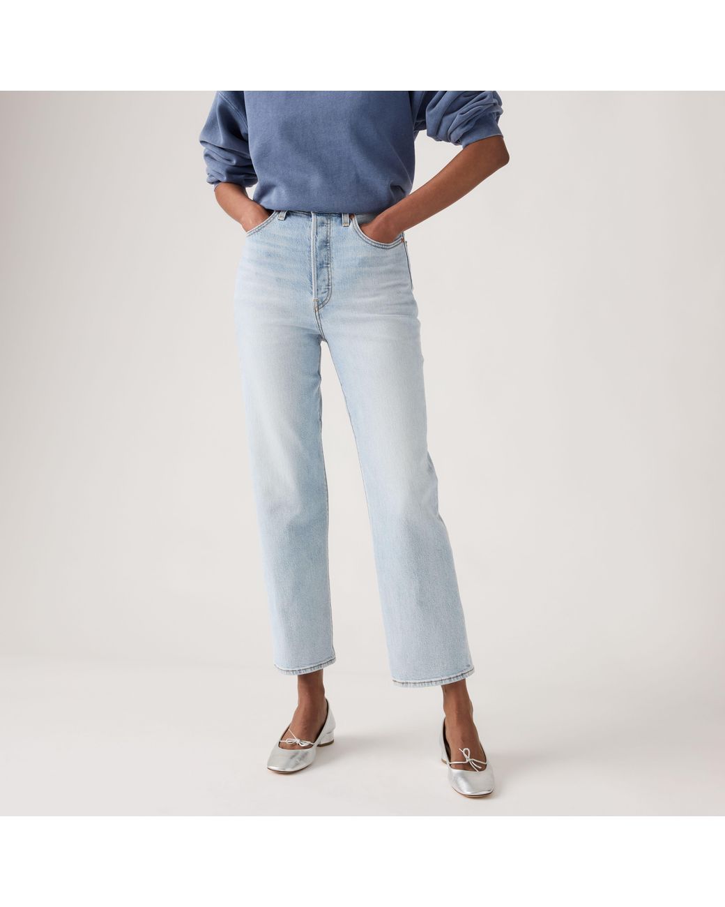 Levi's Blue Ribcage Straight Ankle Lightweight Jeans