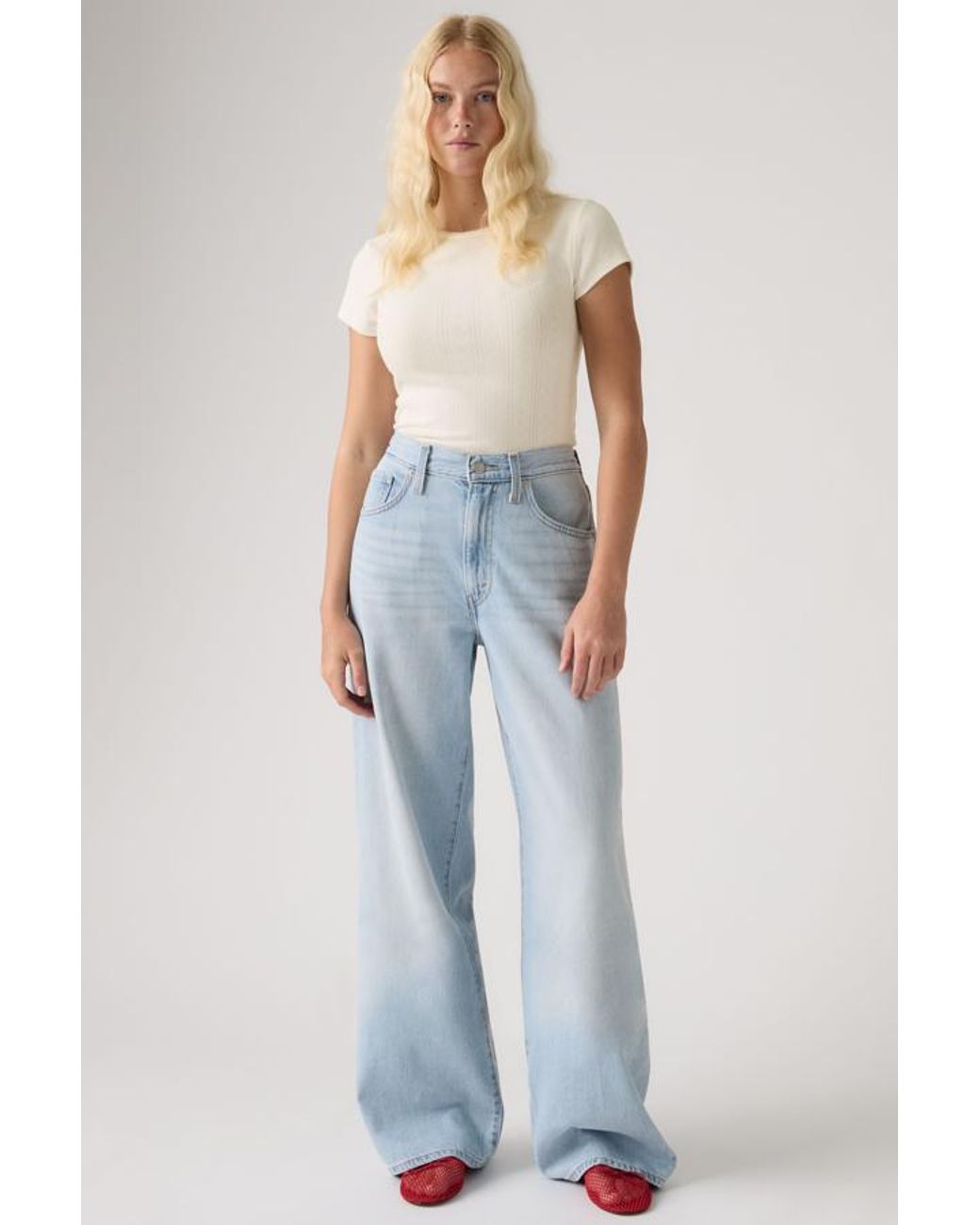 Levi's Blue Cinch Wide Leg Lightweight Jeans
