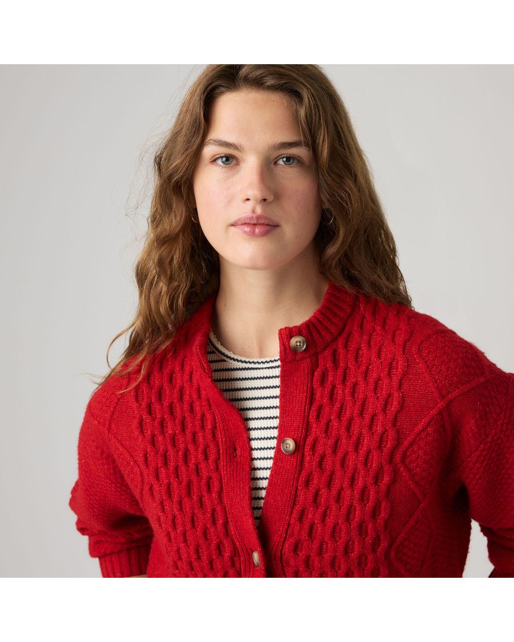 Levi's Red Charlotte Crewneck Cardigan