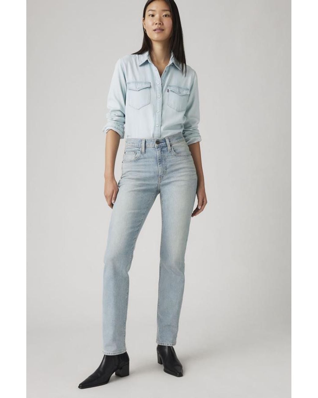 Levi's Blue 724 High Rise Straight Jeans