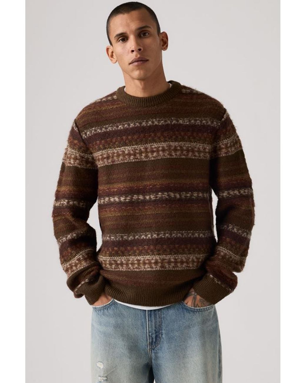 Levi's Brown Presidio Crewneck Sweater for men